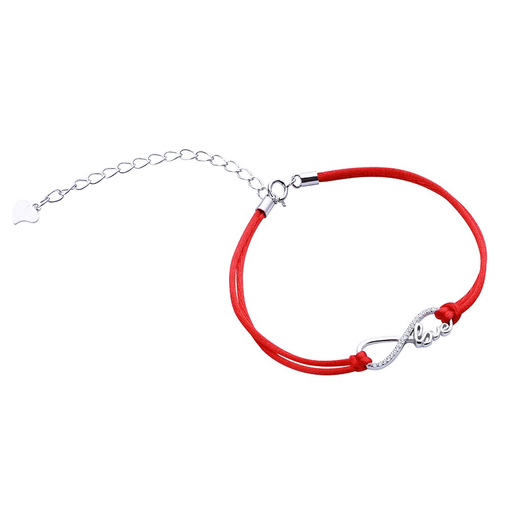 

Серебряный браслет SILVEX925 Бесконечная любовь из красной нити с фианитом модели Б2КФ/902