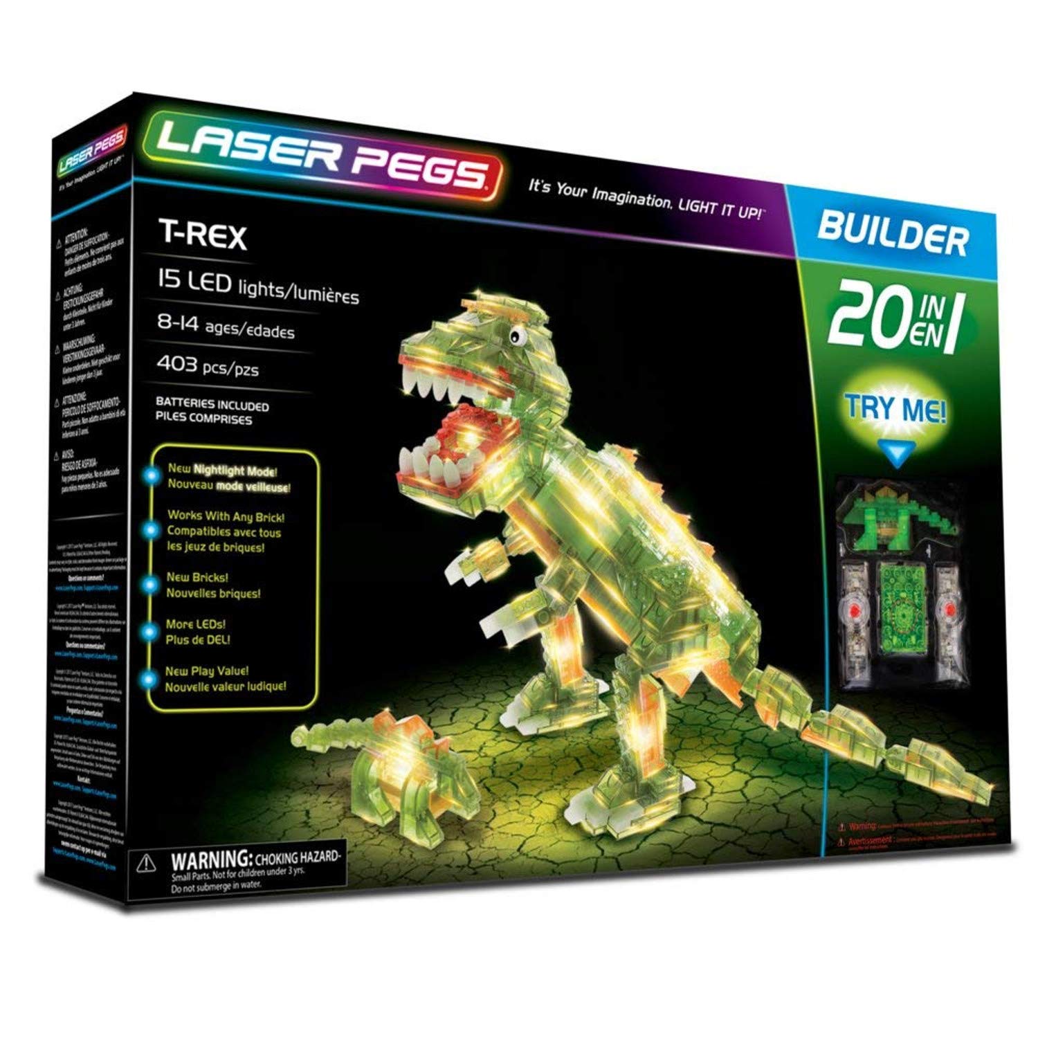

Конструктор Laser Pegs Динозавр T-Rex 20 в 1 (20010) 403 детали