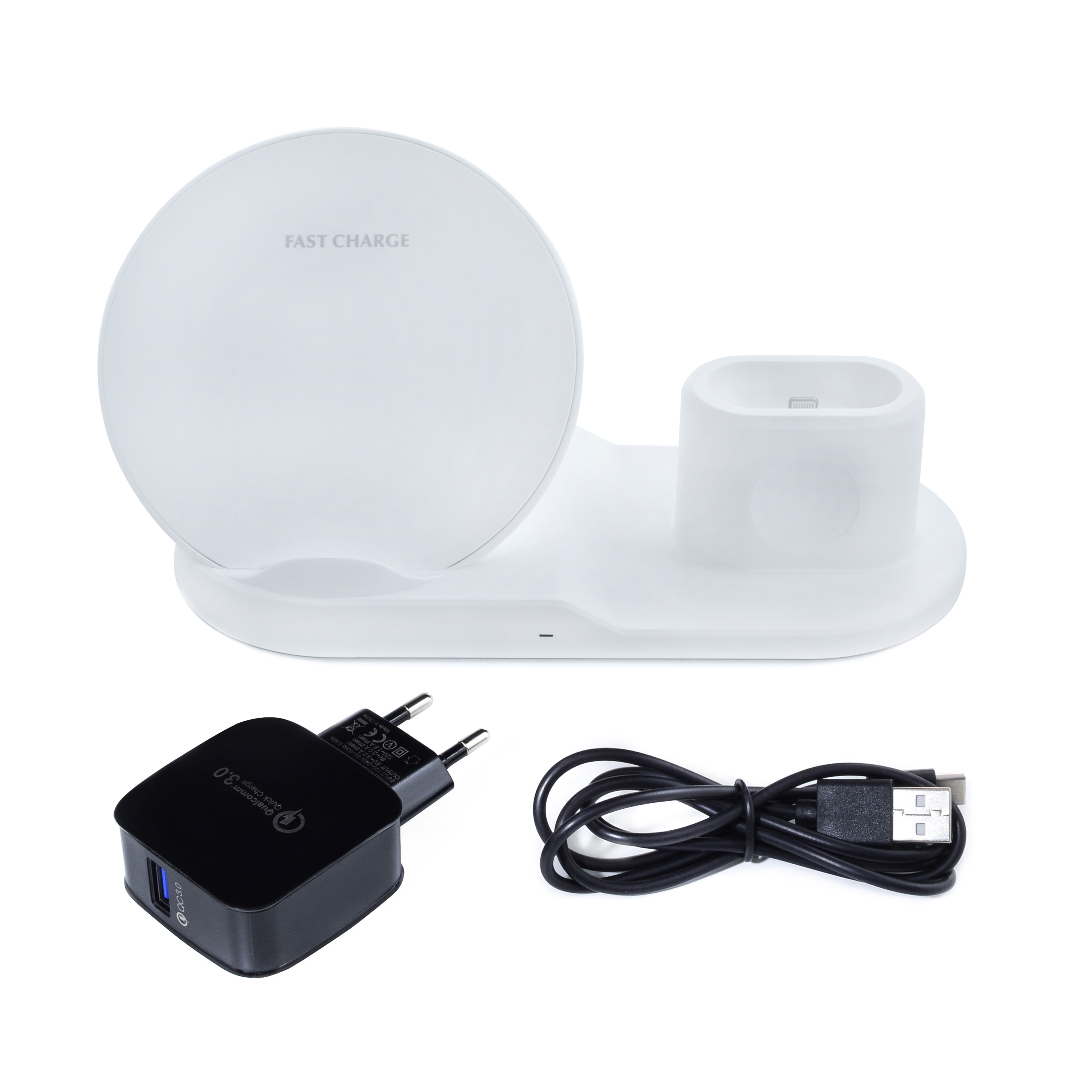 

Беспроводное зарядное устройство для Apple устройств 3 в 1 | Qi Wireless Fast Charging Pad White