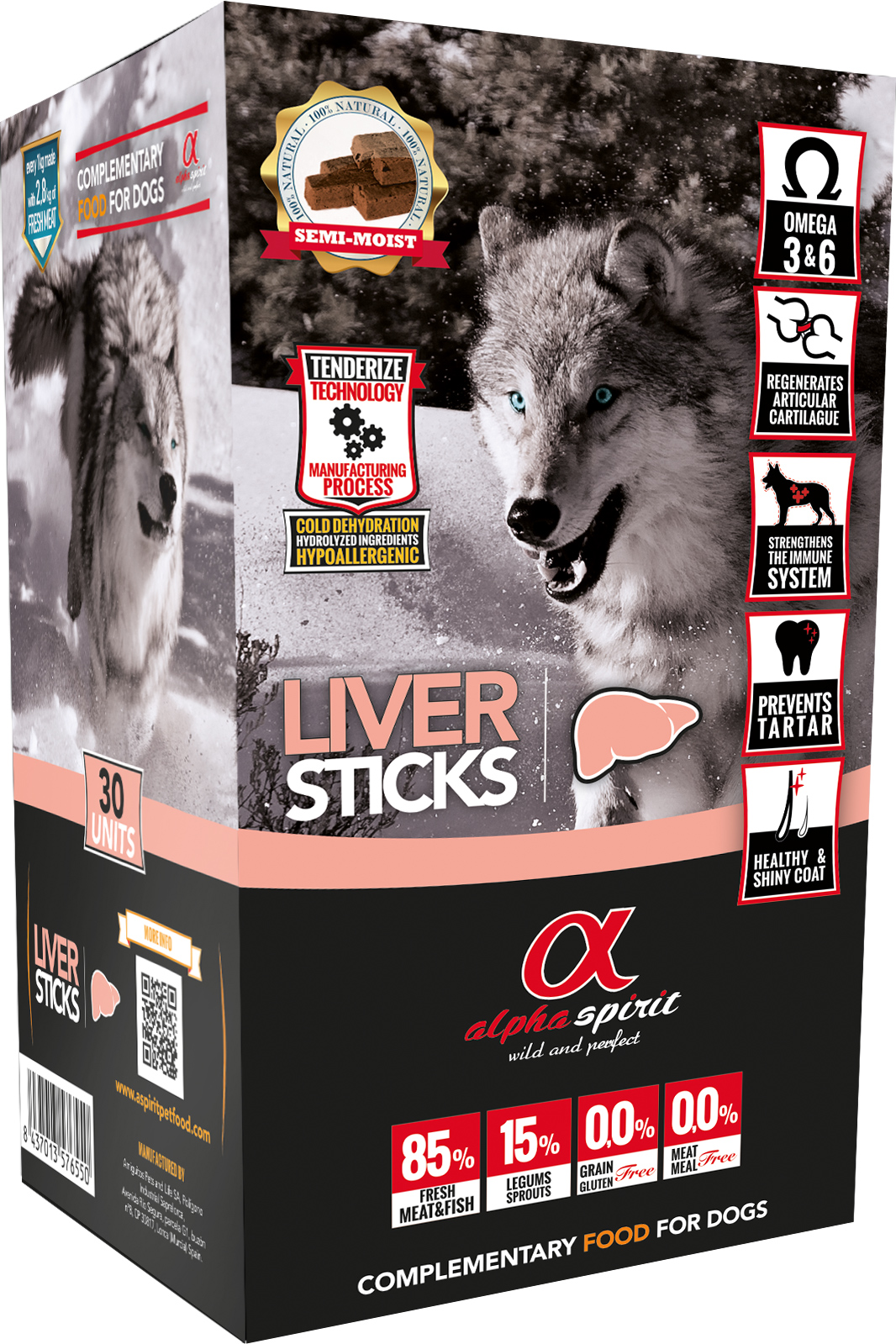 

Полувлажные лакомства для собак Alpha Spirit sticks Liver 30 шт 300 г (as50064)
