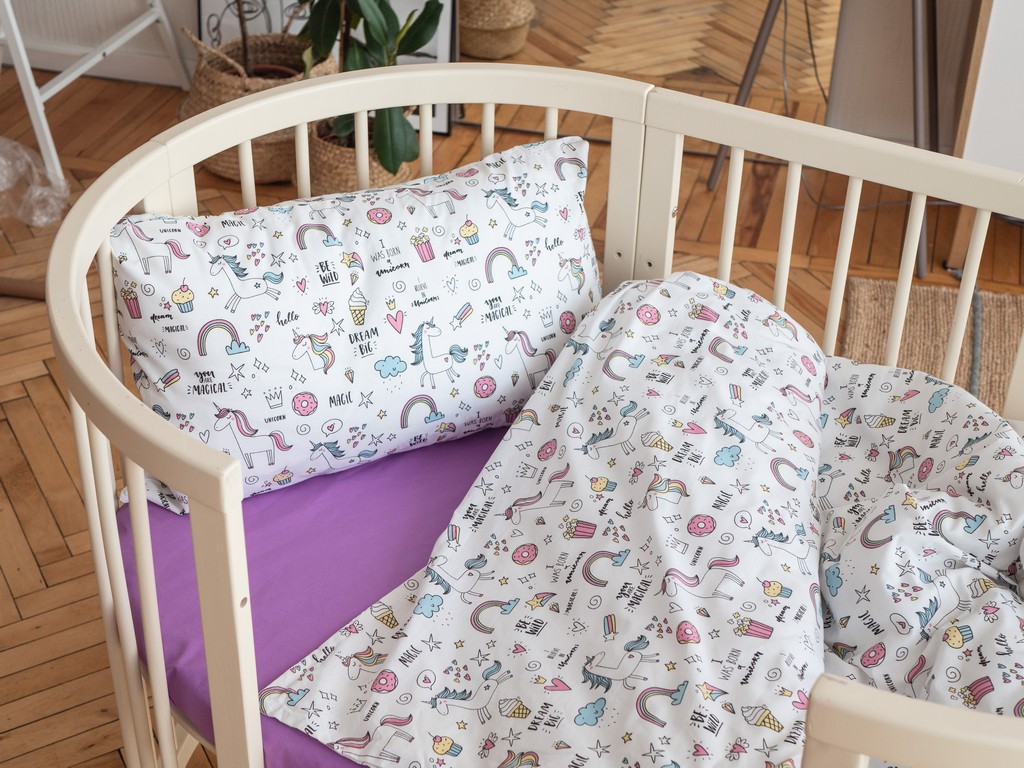 

Постельное белье CottonTwill Вечеринка, единороги, пирожное, радуга, мороженое Евро комплект