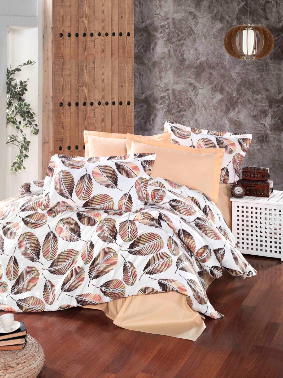

Постельное белье CottonTwill турецкое Сиде, листья пальмы персиковые Двойной комплект
