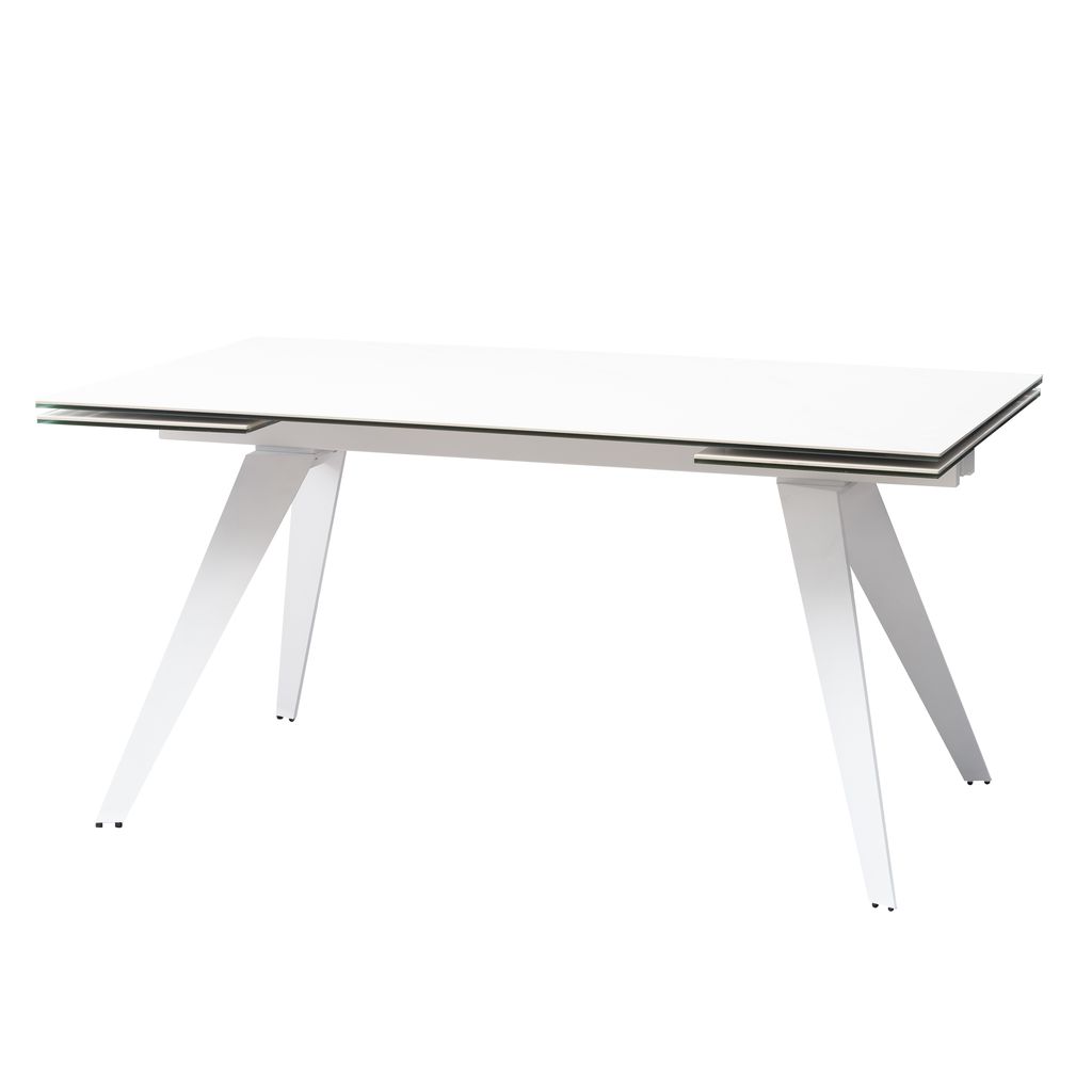 

Стол обеденный раскладной в гостиную, кухню Keen Jalam White 160(240)x90 керамика, металл белый Concepto