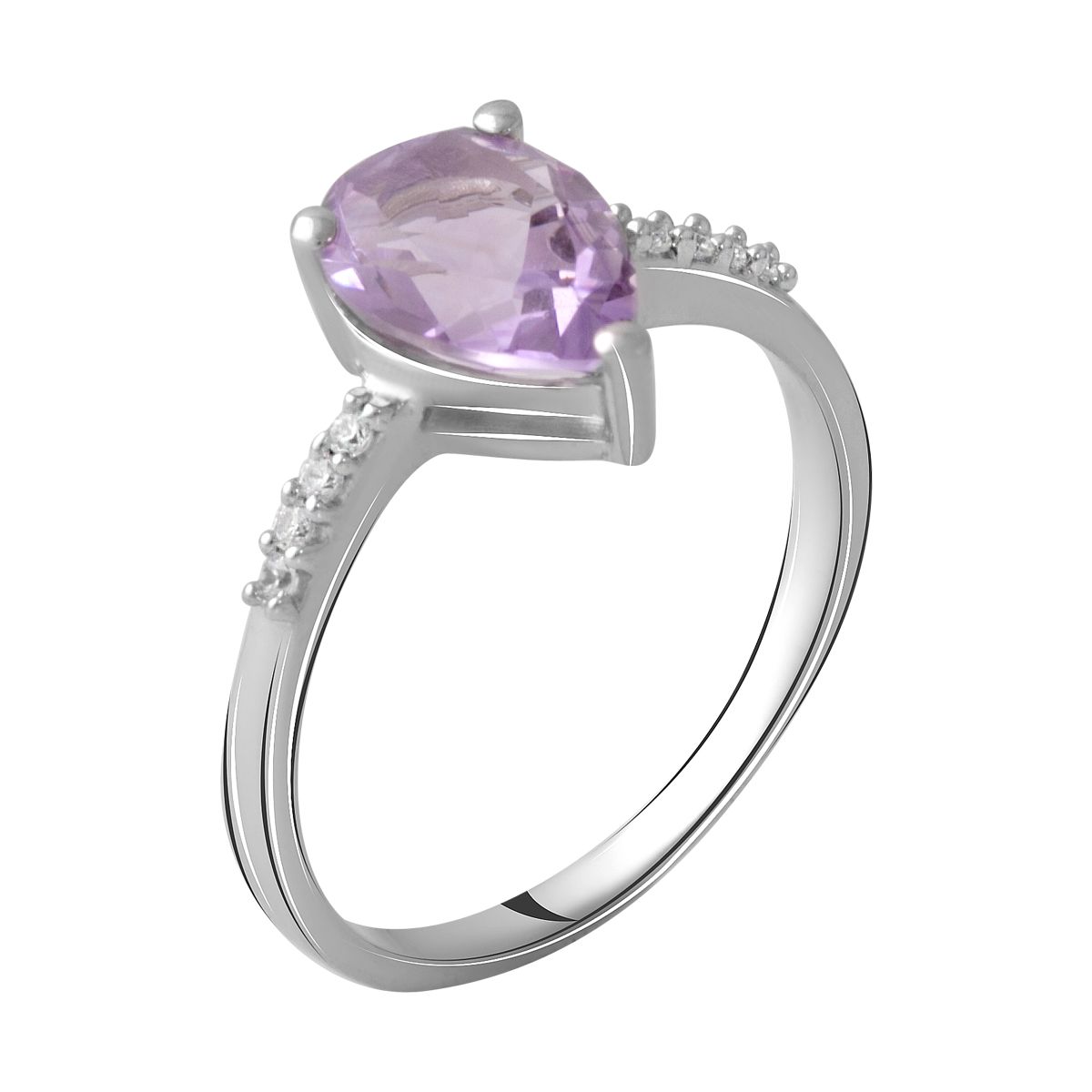 

Серебряное кольцо LAMIA с натуральным аметистом 1.77ct 17.5 размер