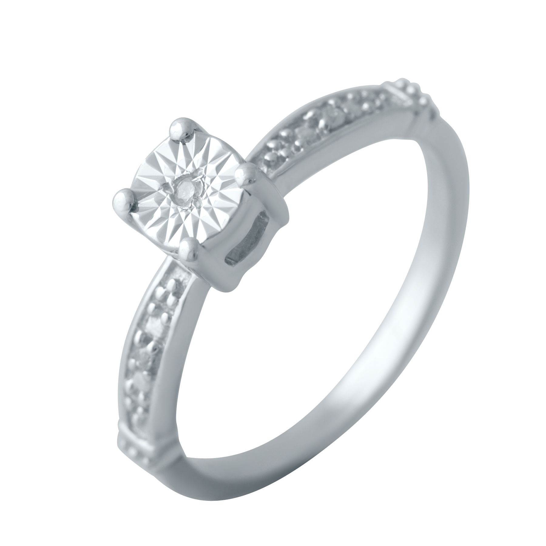 

Серебряное кольцо LAMIA с натуральными бриллиантом 0.027ct 16.5 размер