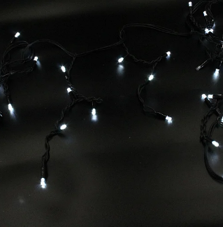 

Гирлянда Xmas LED 120 3.3 Line Short curtain (Сосульки/Бахрома) W-2 Белая 5 м Ул.+соед Черный (7237)