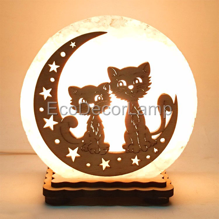 

Соляной светильник EcoDecorLamp круглый маленький Коты на луне-2
