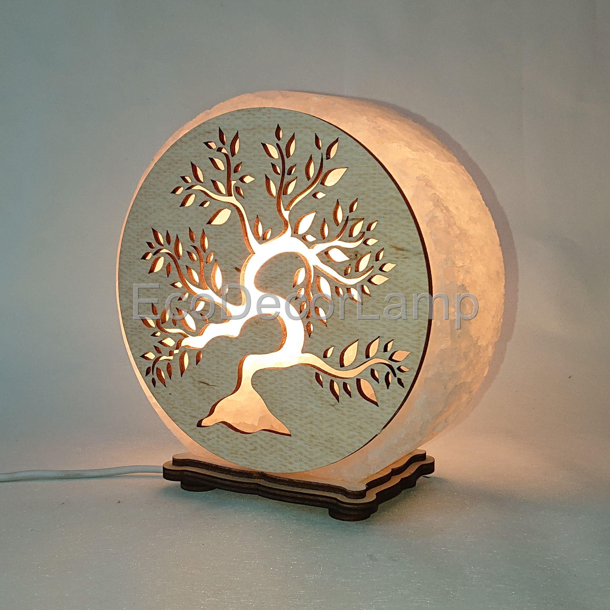 

Соляной светильник EcoDecorLamp круглый Дерево жёлтый