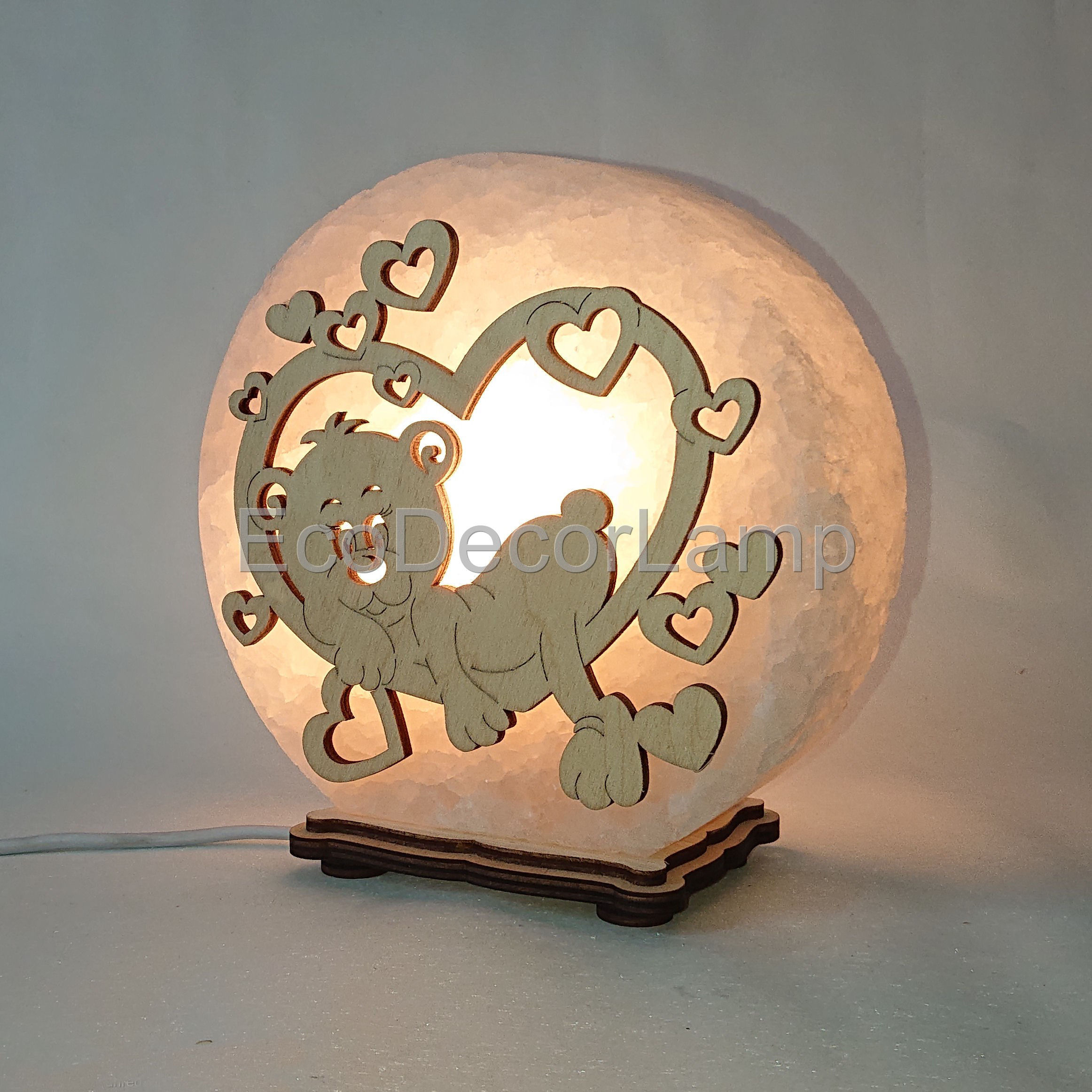 

Соляная лампа EcoDecorLamp круглый Мишка в сердце жёлтый