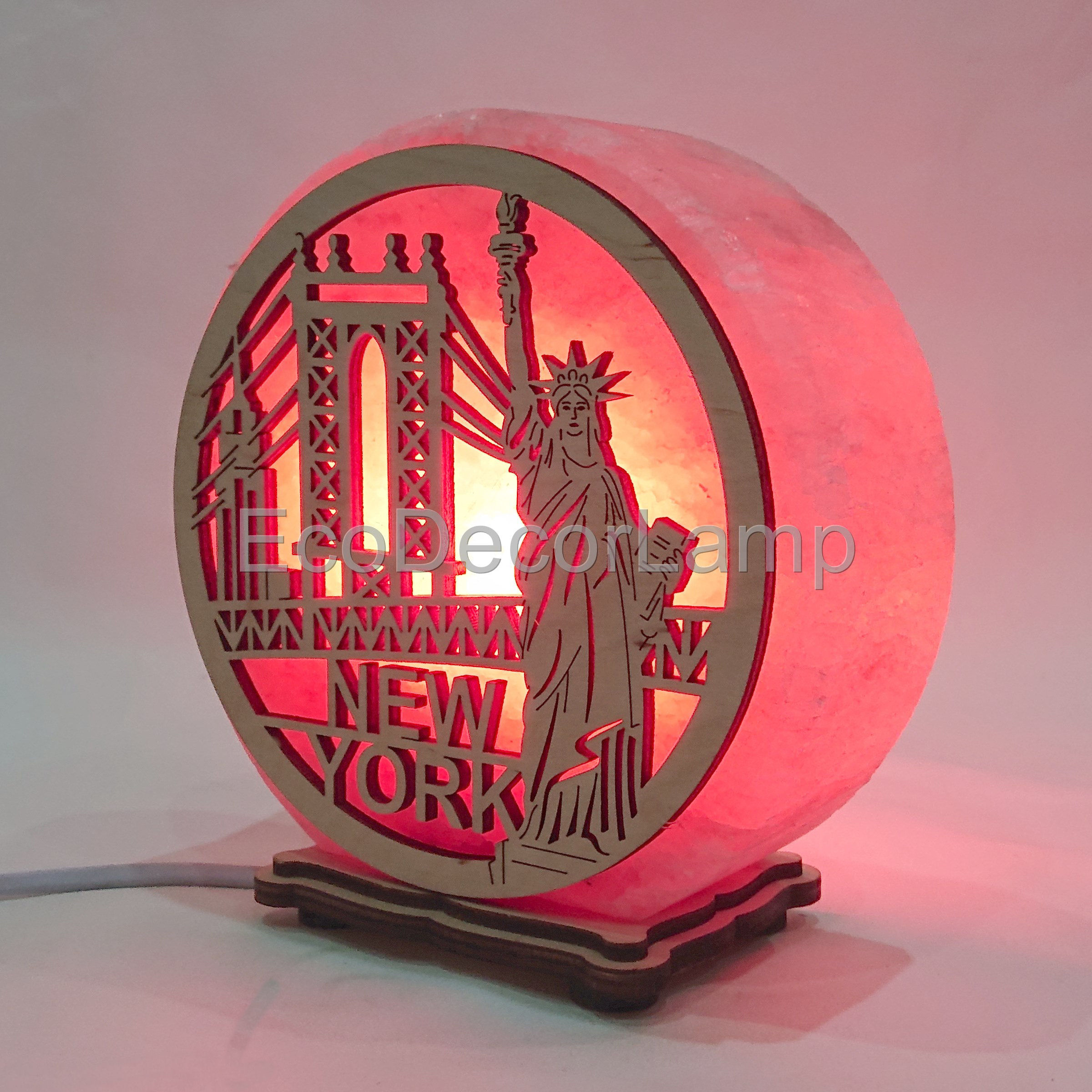 

Соляной светильник EcoDecorLamp круглый New York красный