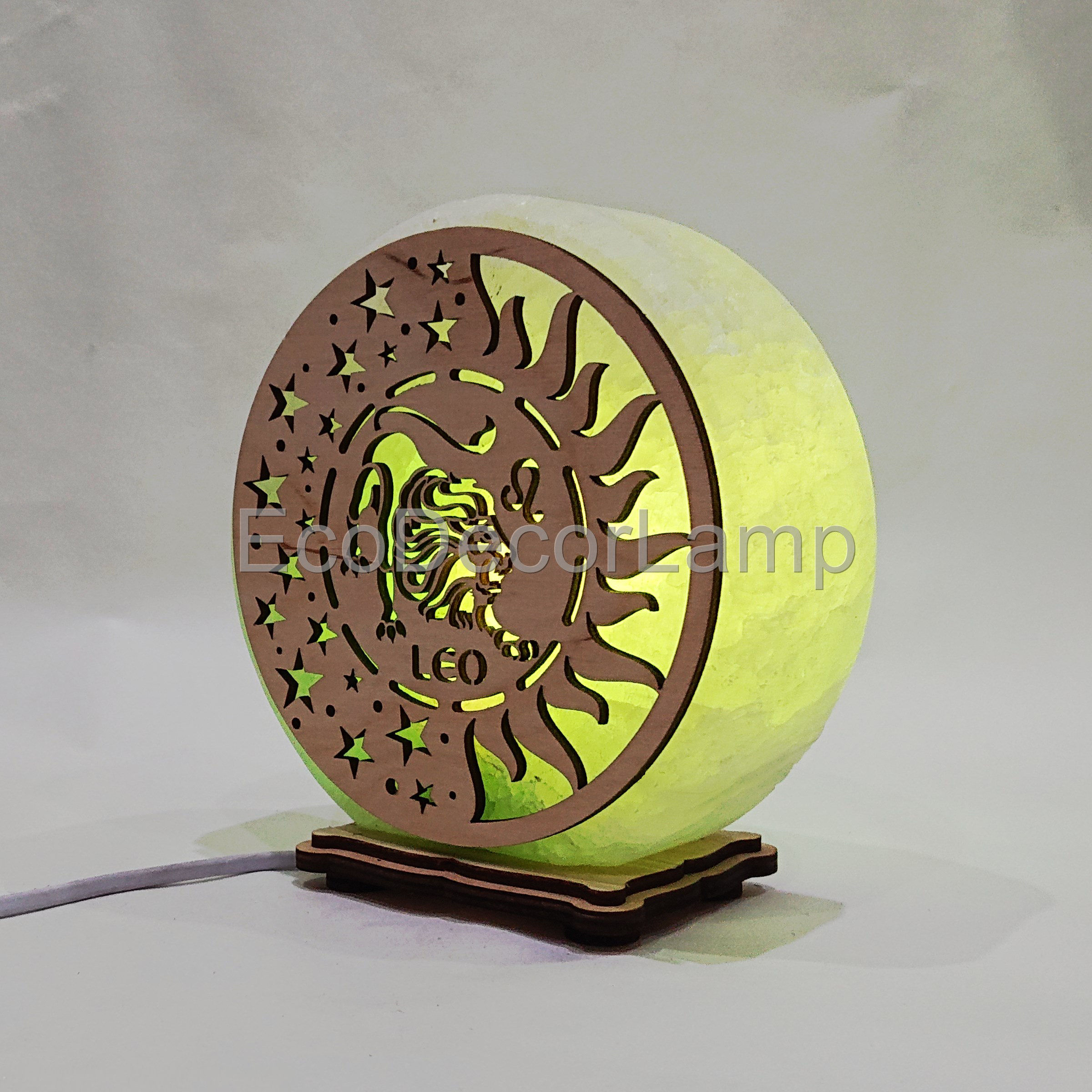 

Соляной светильник EcoDecorLamp "Лев" зелёный