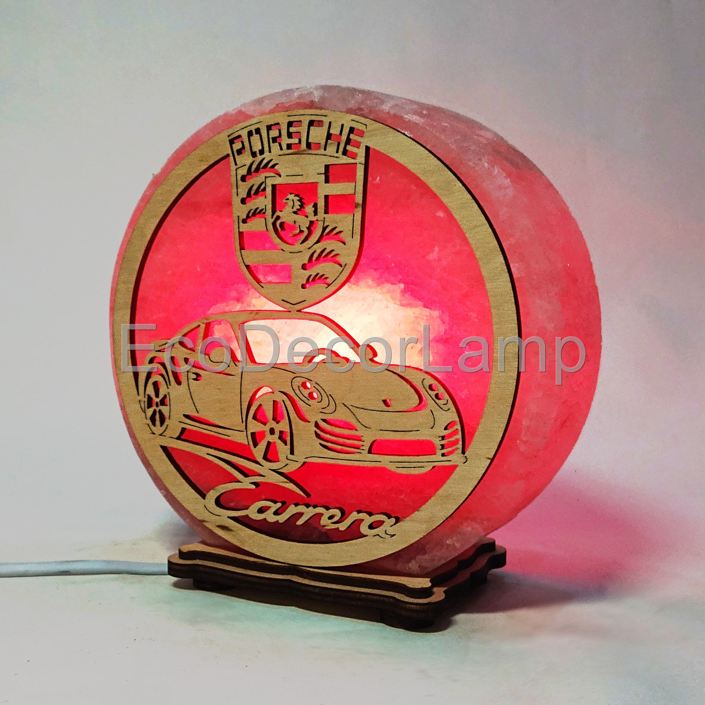 

Соляной светильник EcoDecorLamp круглый Porsche красный