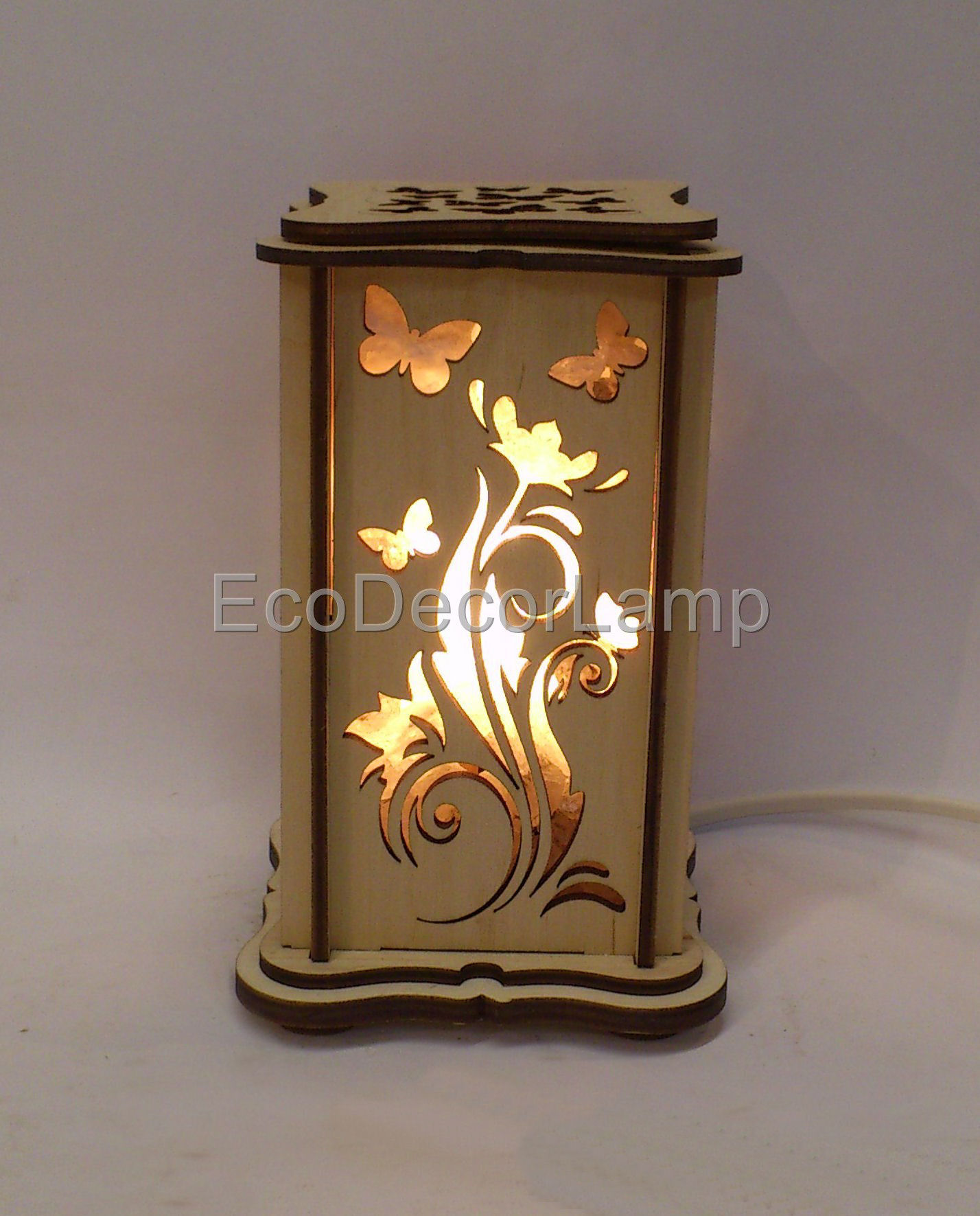 

Соляной светильник EcoDecorLamp прямоугольный маленький Цветок+бабочка жёлтый