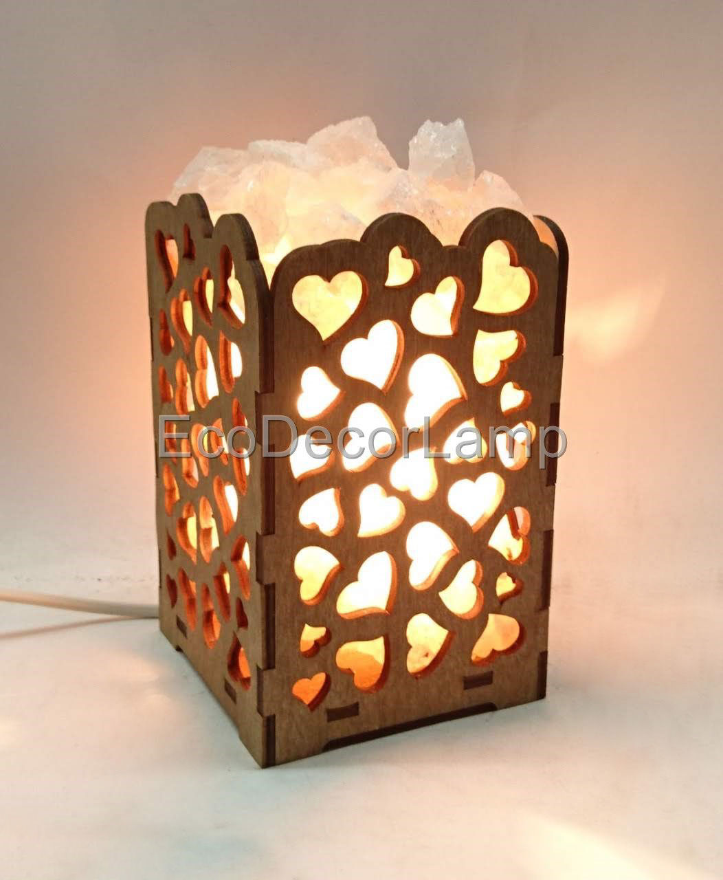 

Соляная лампа EcoDecorLamp Камин с кристаллами соли Сердца