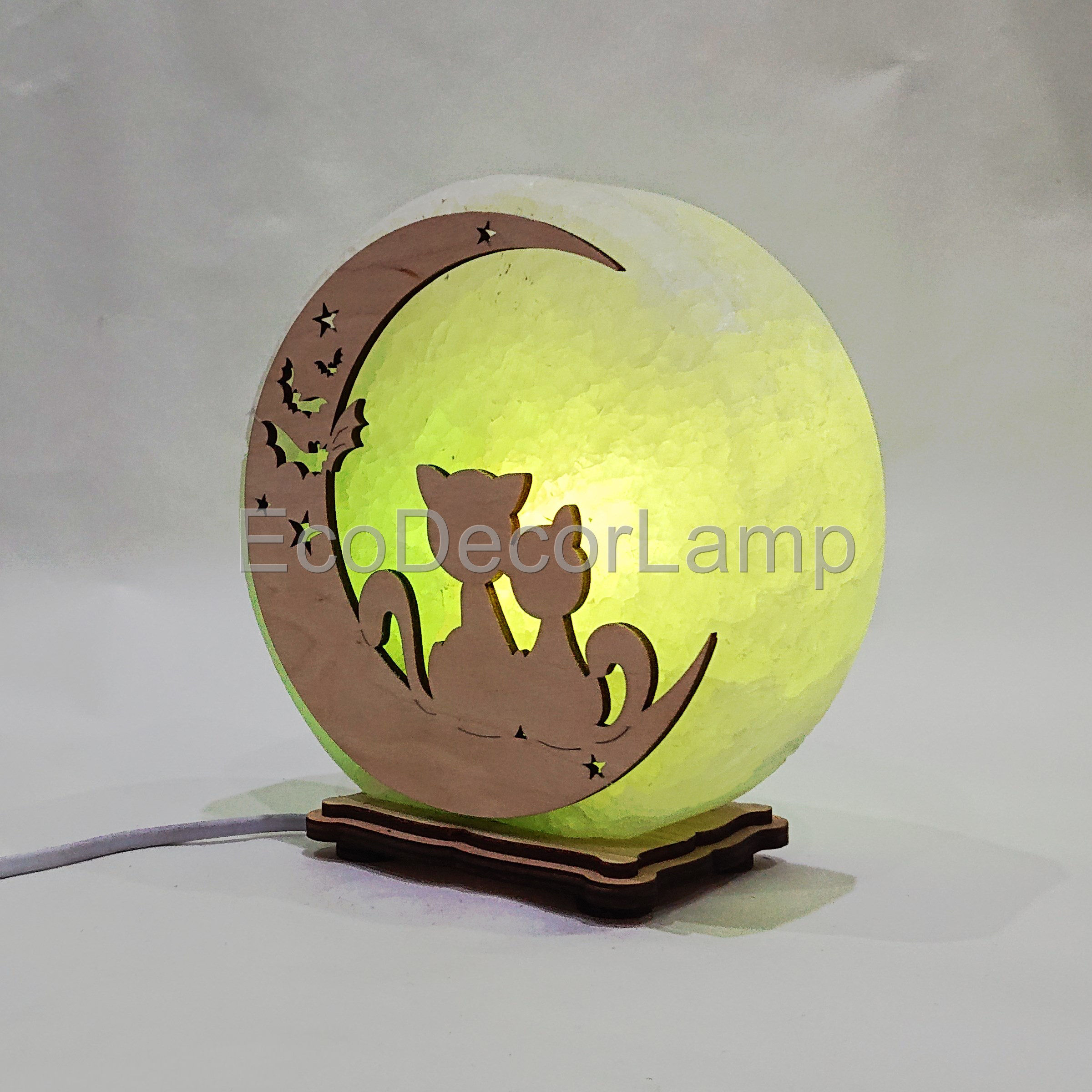 

EcoDecorLamp круглый Коты на луне зелёный
