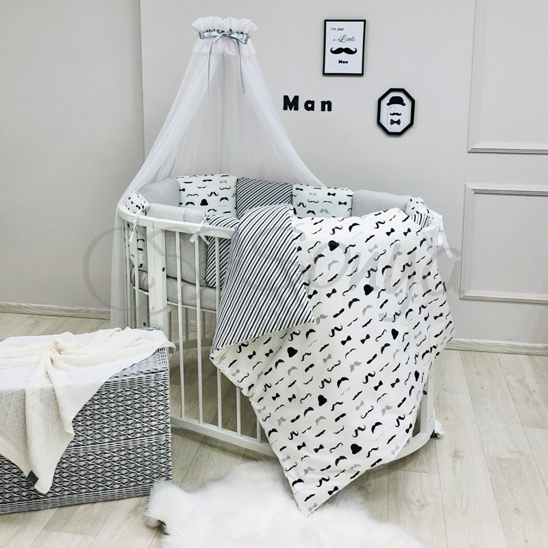 

Постельный комплект в овальную кроватку без балдахина (6 пр.) Baby Design Усы
