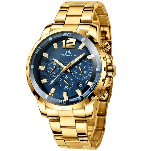 

Мужские наручные часы Megalith 8048M Gold-Blue