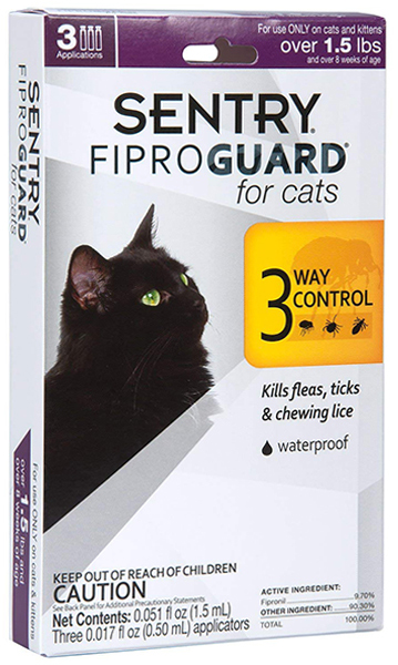 

Капли FiproGuard от блох, клещей и вшей для котов 3 пипетки (1.5 мл) (73091029540)