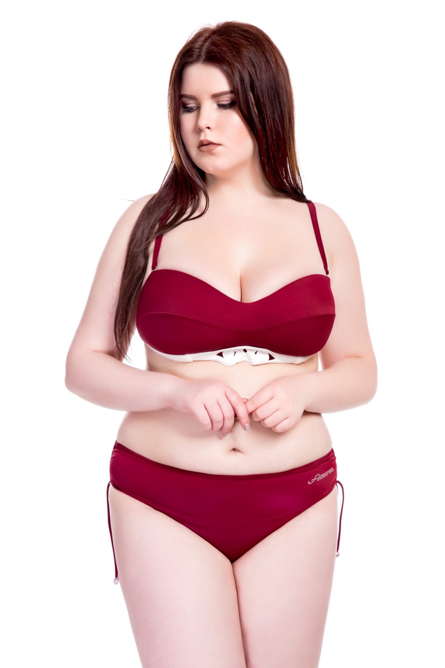 

Купальник с уплотнённой чашкой, плавки слип Amarea 48C/XL Бордовый
