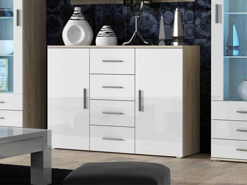 

Комод Soho-Uni S8 Cama Дуб Сонома + Белый глянец