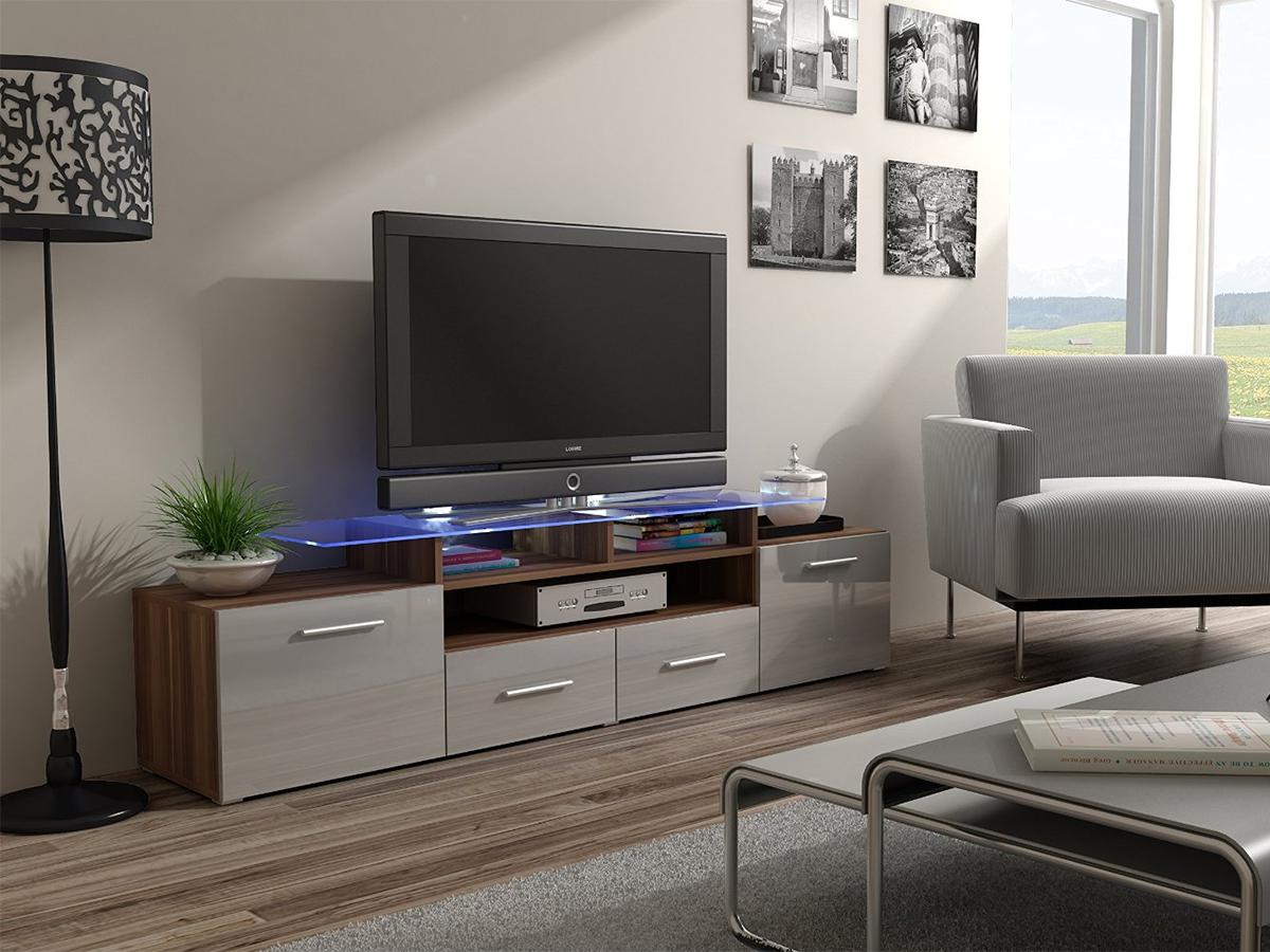 

Тумба под ТВ Evora Cama Слива матовый + Серый глянец
