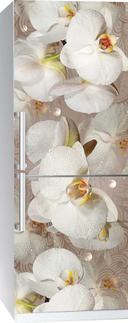 Акція на Виниловая наклейка Zatarga на холодильник Орхидея и капли росы 200 х 65 см (Z180206) від Rozetka UA