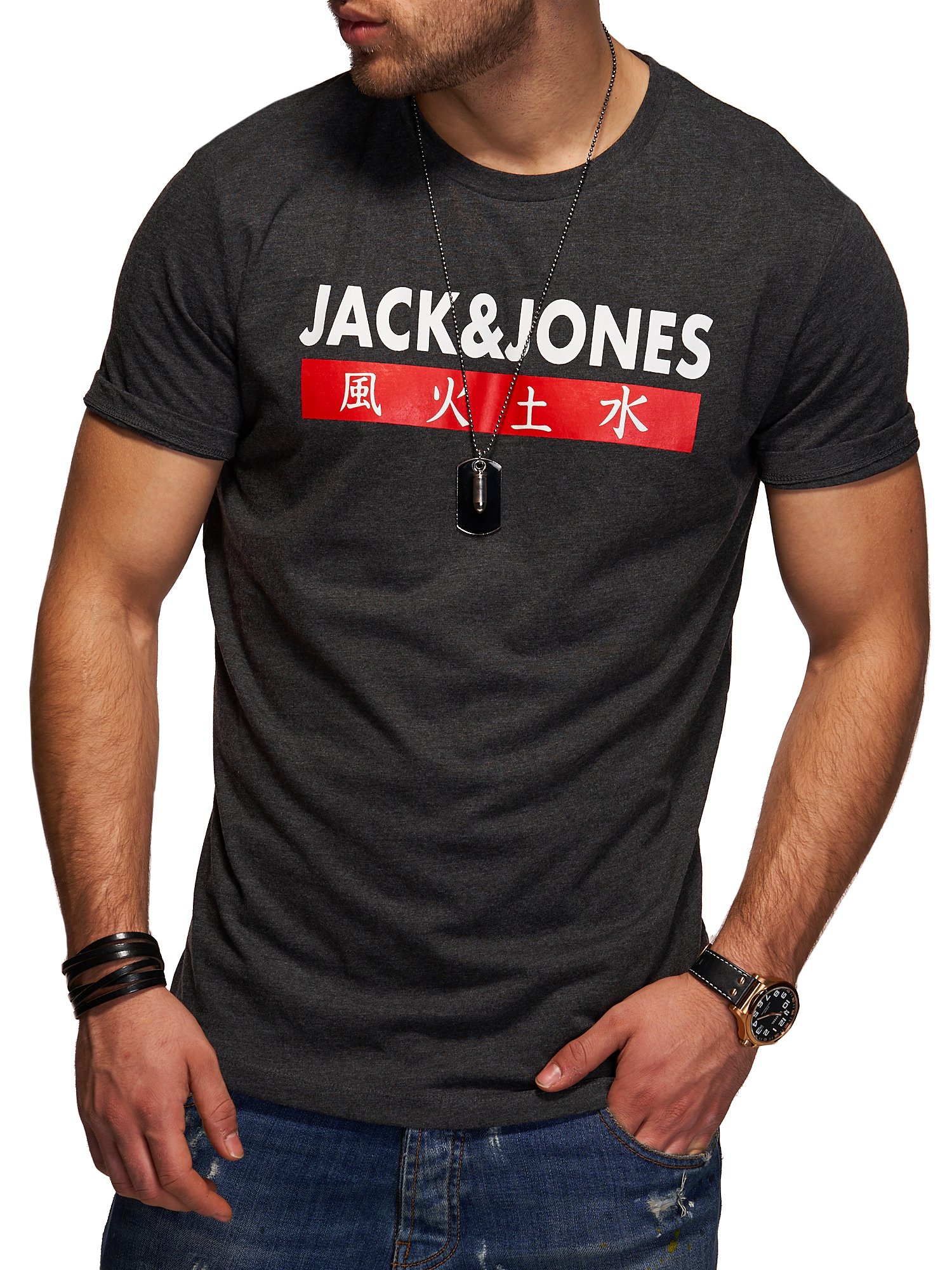 

Футболка Jack & Jones Dark Grey Melange  темно-серый, Футболка Jack & Jones Dark Grey Melange S темно-серый