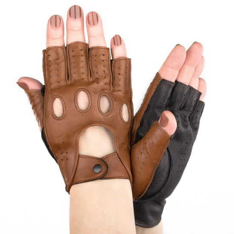 

Женские перчатки авто комбинированные GlovesUA мод.245 белый / коньяк 7