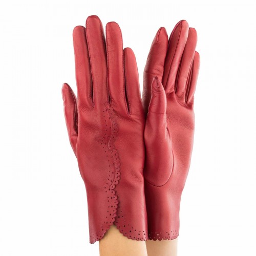 

Женские перчатки кожаные GlovesUA мод.82 вишня 7,5