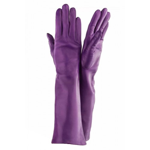 

Женские длинные перчатки кожа Италия GlovesUA мод.052-40 виноград 7