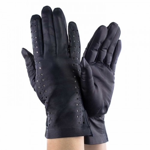 

Женские перчатки кожаные GlovesUA мод.019 темно-синие 6