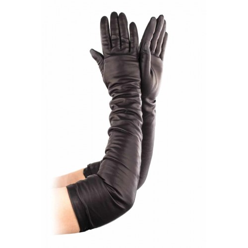 

Женские длинные перчатки кожаные GlovesUA мод.052-60 черные 6
