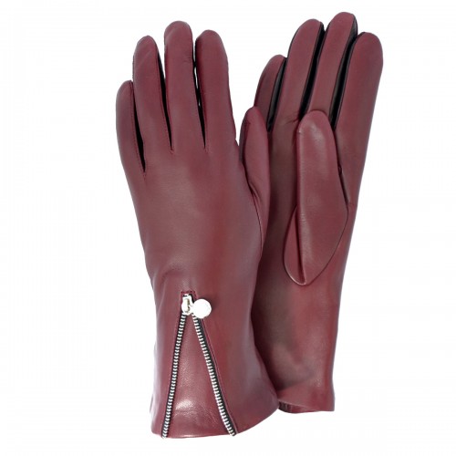 

Женские перчатки кожаные GlovesUA мод.185 бордо 7,5 с молнией (черные стрелки)