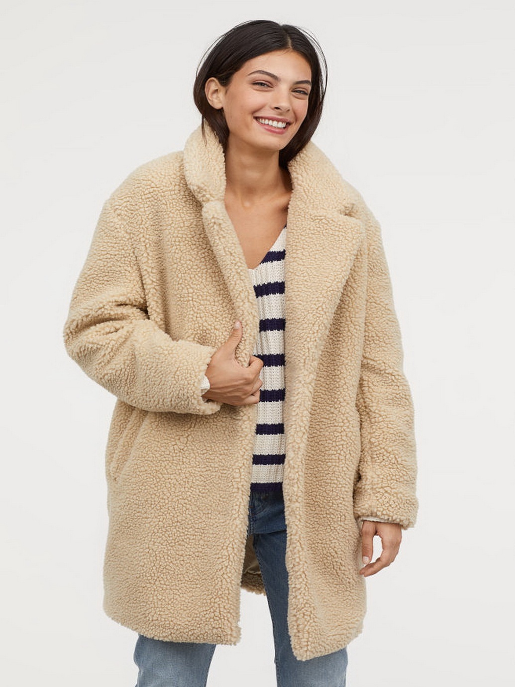 

Шуба H&M 0666006-8  Светло-бежевая, Шуба H&M 0666006-8 S Светло-бежевая