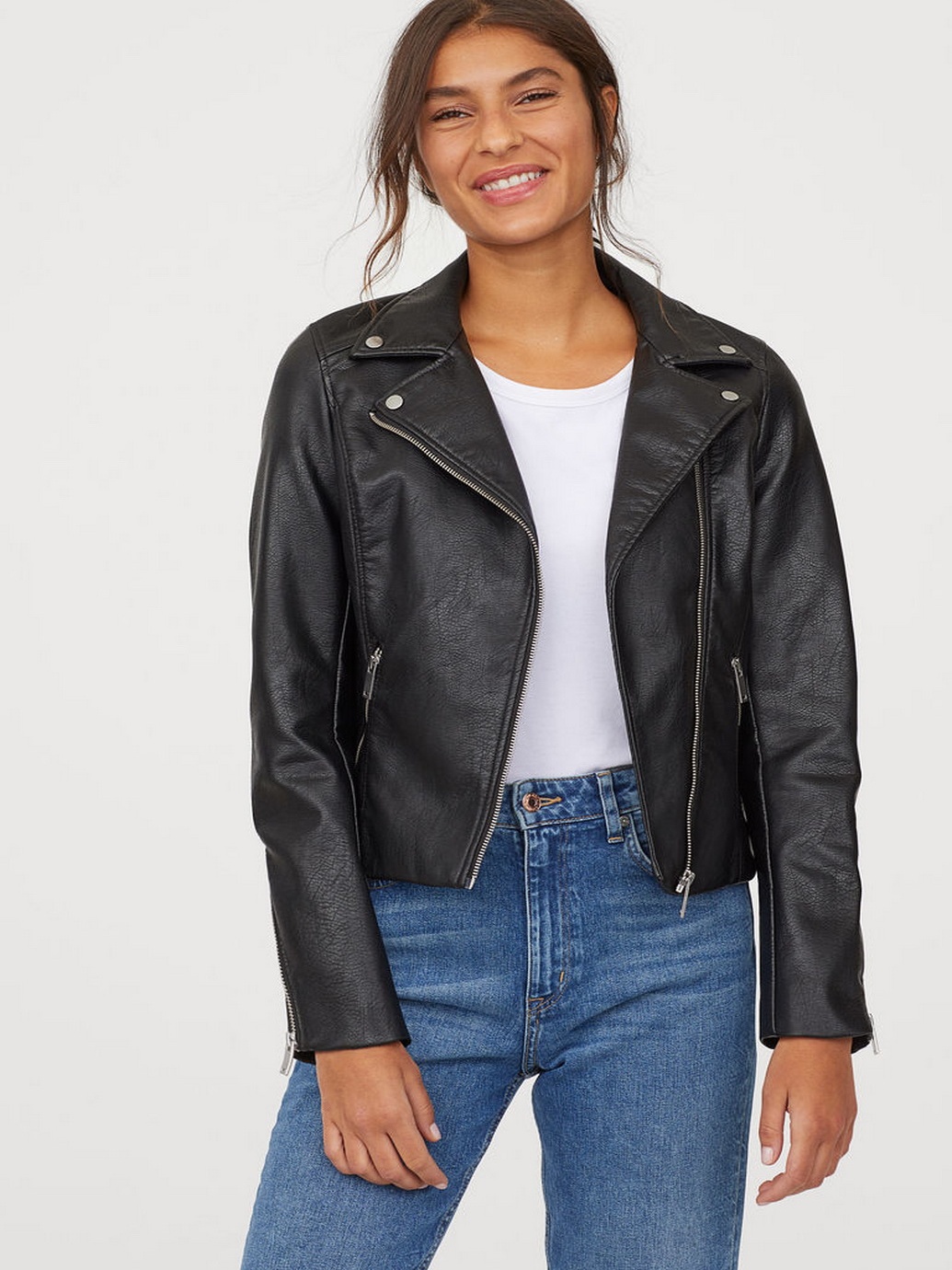 

Куртка из искуственная кожи H&M 0764155-0 34 Черная
