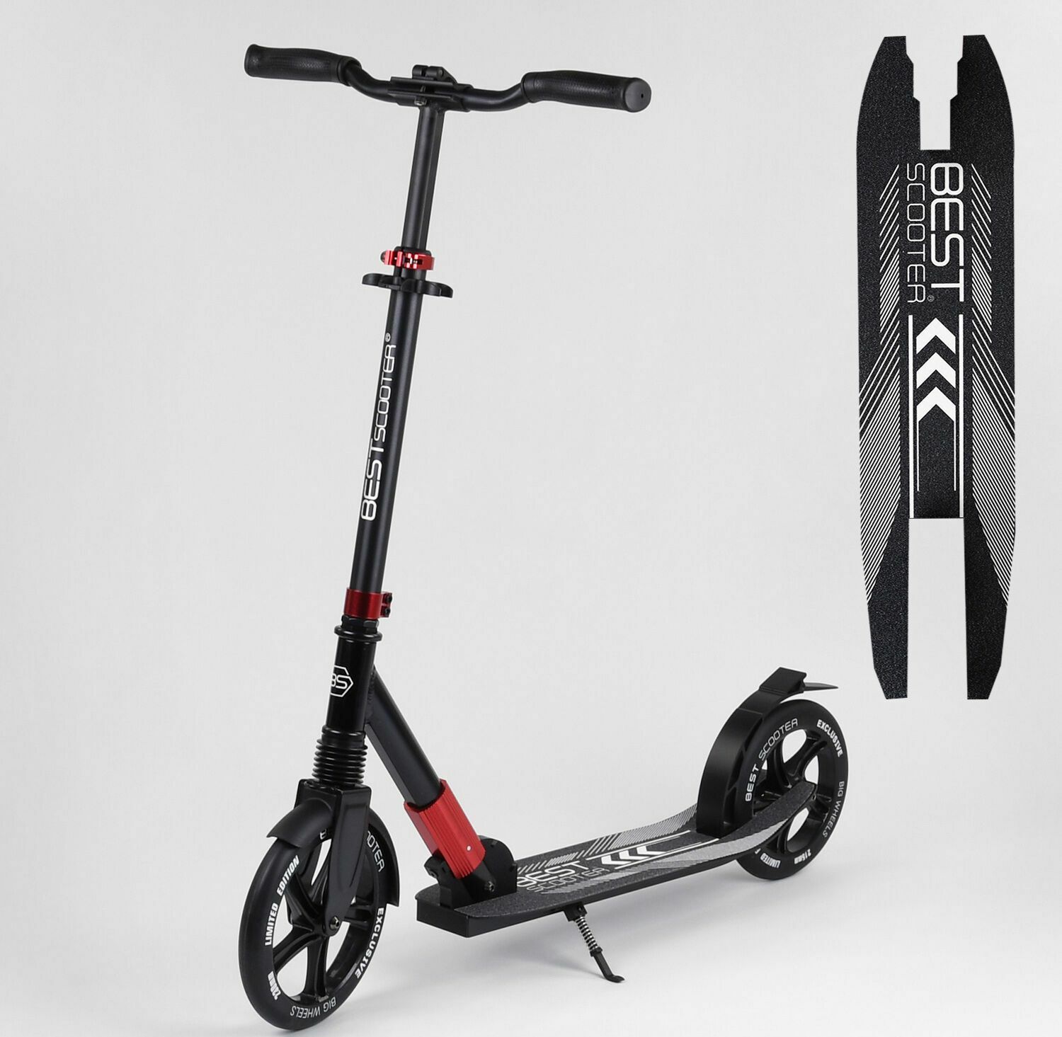 

Двухколесный самокат Best Scooter 36956 складной Рама алюминий Черный с красным