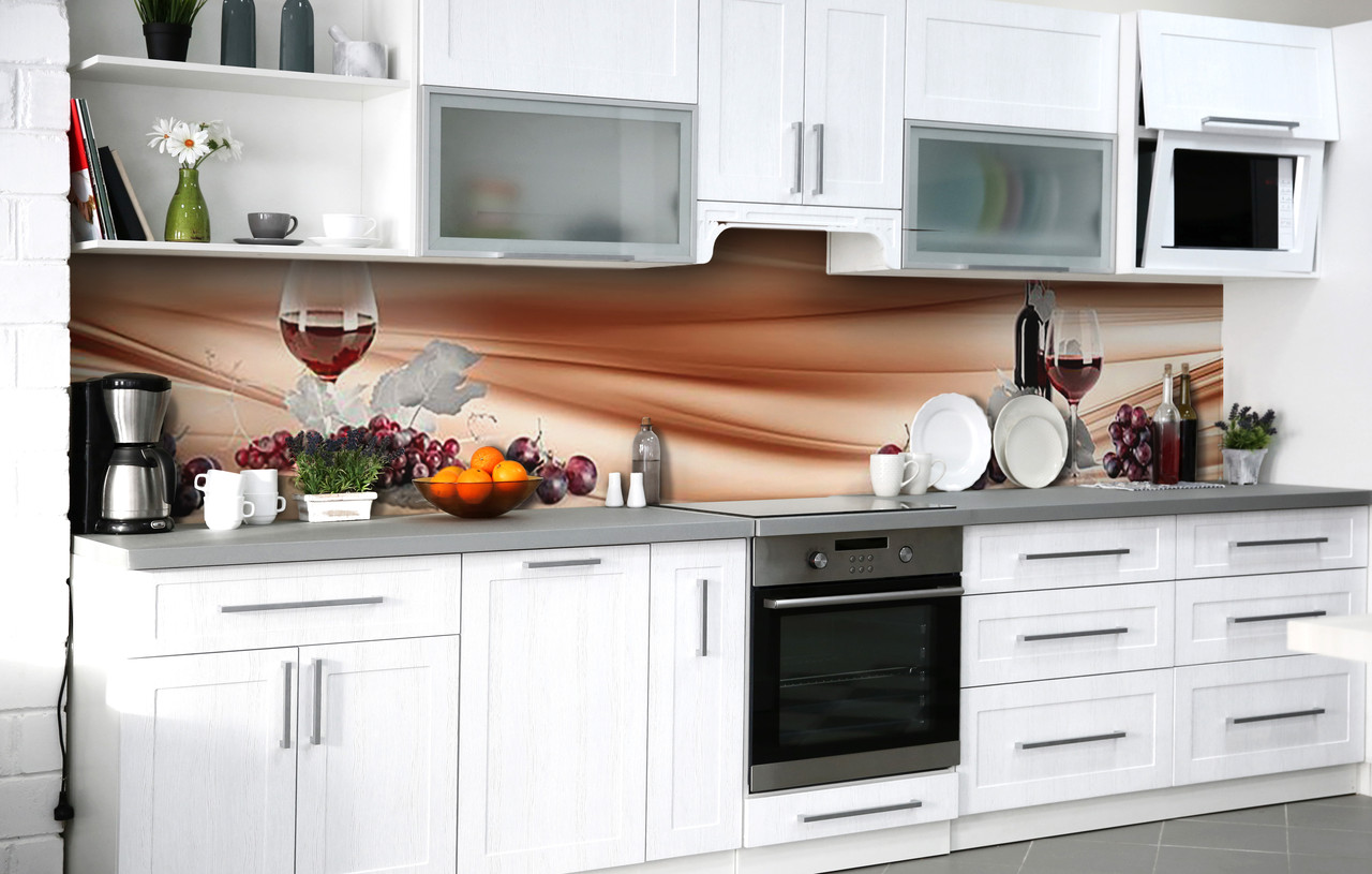 

Скинали на кухню Zatarga «Зрелое вино» 650х2500 мм виниловая 3Д наклейка кухонный фартук самоклеящаяся