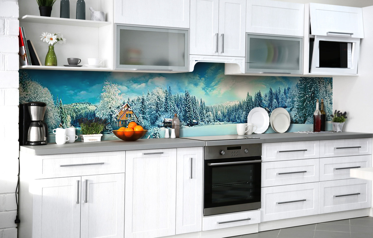 

Скинали на кухню Zatarga «Во власти инея» 600х3000 мм виниловая 3Д наклейка кухонный фартук самоклеящаяся