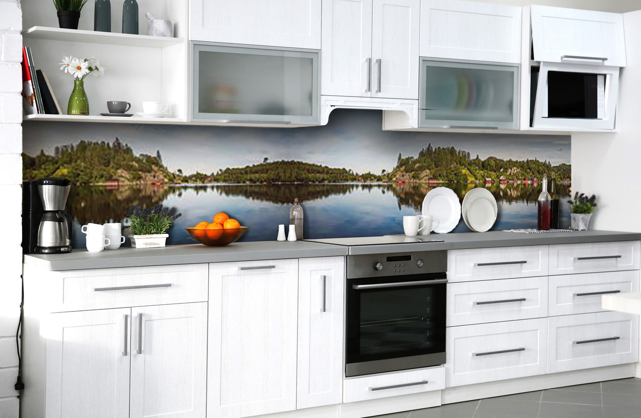 

Скинали на кухню Zatarga «Речная гладь» 600х3000 мм виниловая 3Д наклейка кухонный фартук самоклеящаяся