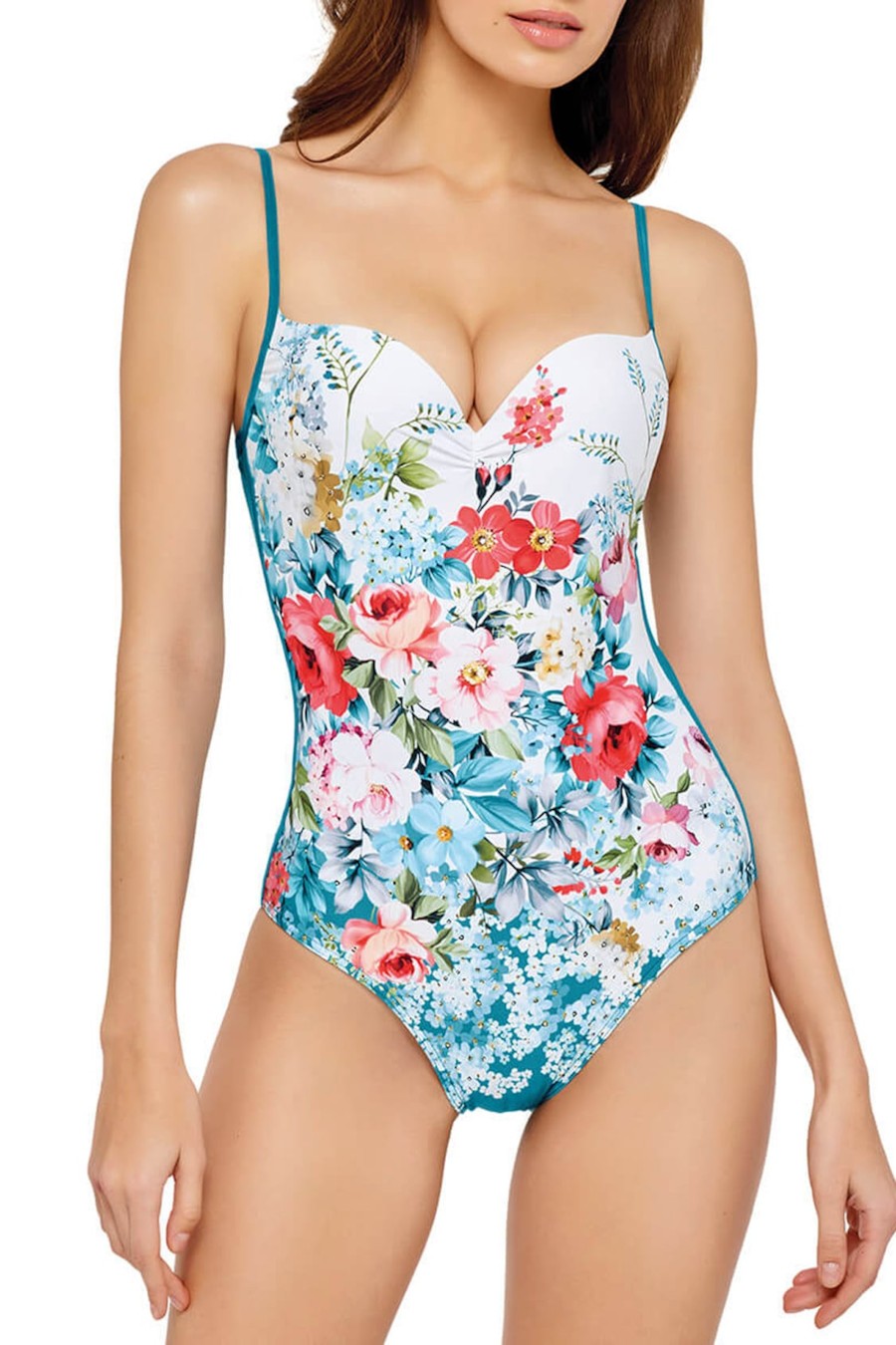 

Купальник слитный с чашкой push up Marc & Andre 46A/L Бирюзовый