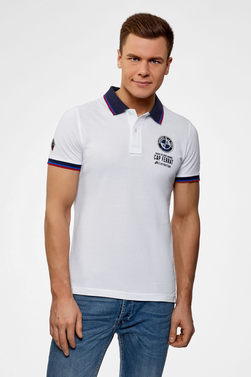 

Мужское белое поло Oodji S 5L412287M/34522N/1079B