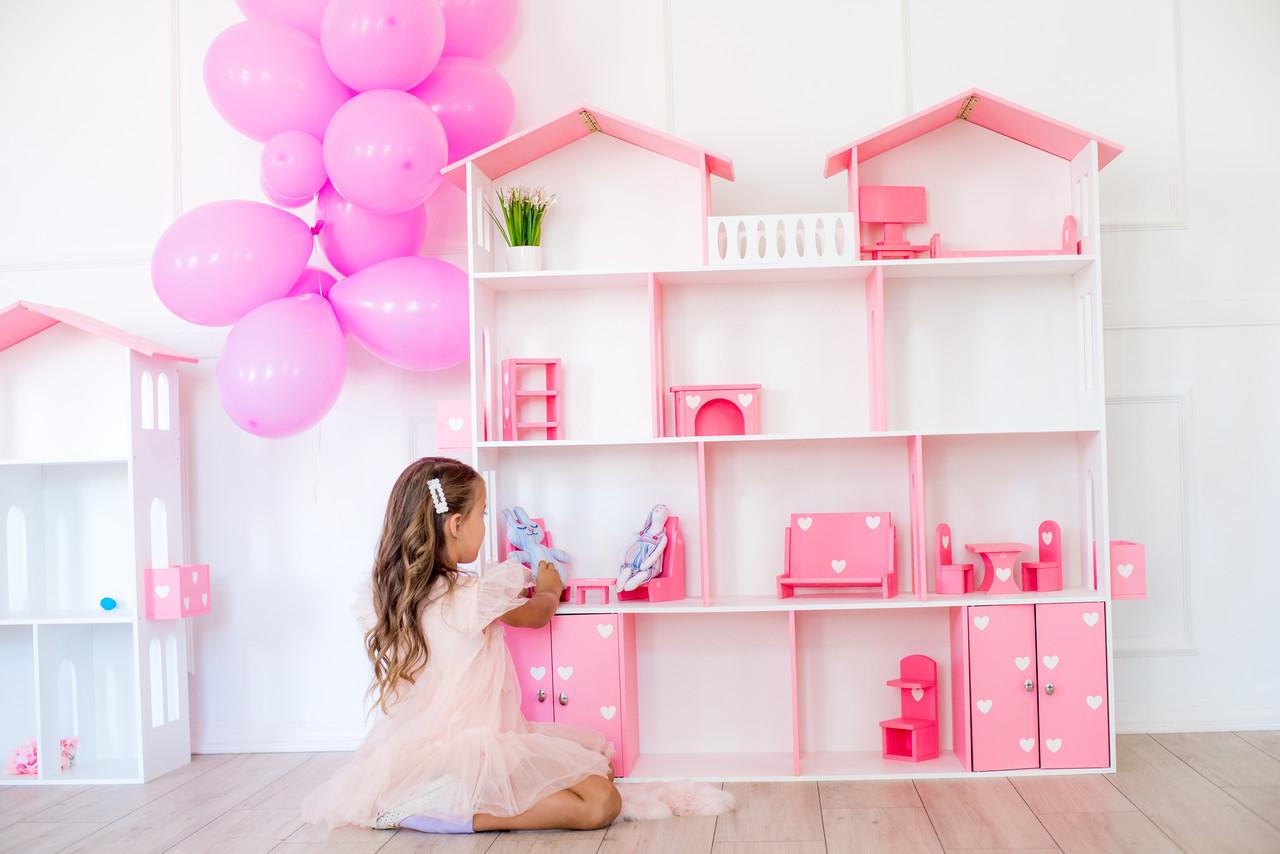 

Кукольный домик KiddyRoom 4 этажа Белый с розовым