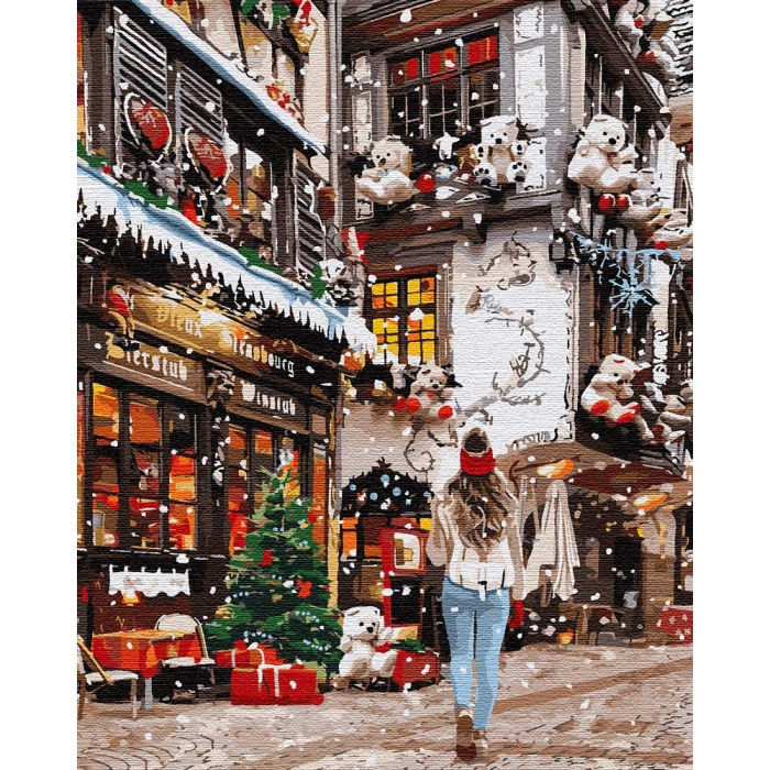 

Картина по номерам. "Гуляя новогодними улочками" 40*50см KHO3582