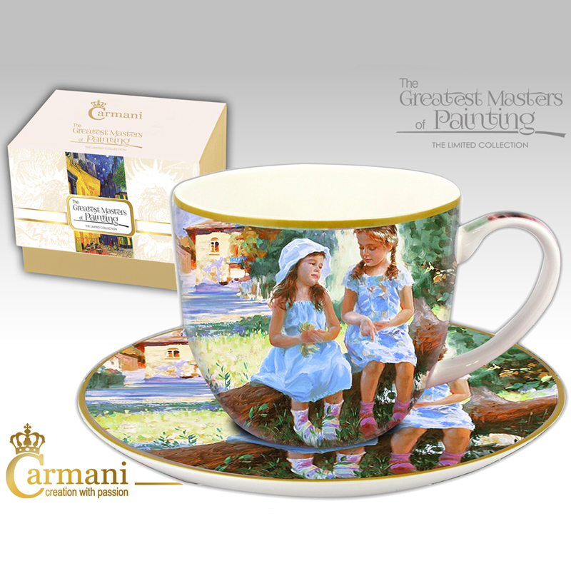 

Фарфоровая чашка с блюдцем Подруги Carmani T-SS32146