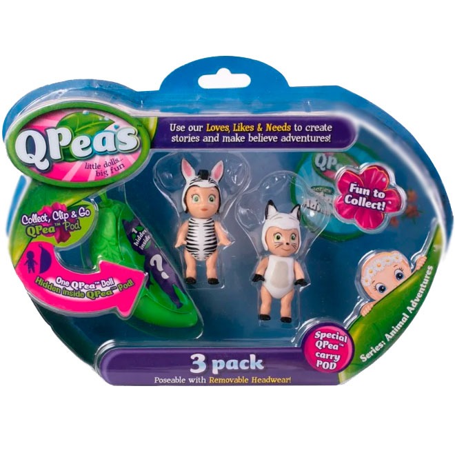 

Игровой набор Приключения животных 3 фигурки Sari Poppy и сюрприз в стручке QPeas 103145