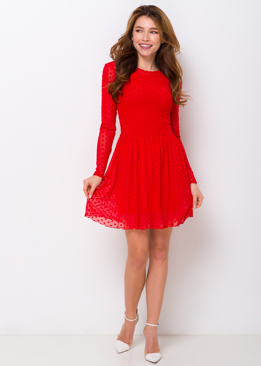 

Короткое платье в горошек ENME 09071-256-306 XL Красный