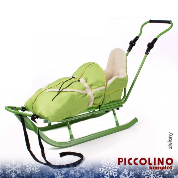 

Комплект Санки металлические PICCOLINO (от 1 годика) со Спинкой, Ручка, Конверт, Салатовый