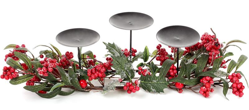 

Подсвечник Красные ягоды на 3 свечи, 60 см Bona DP43179