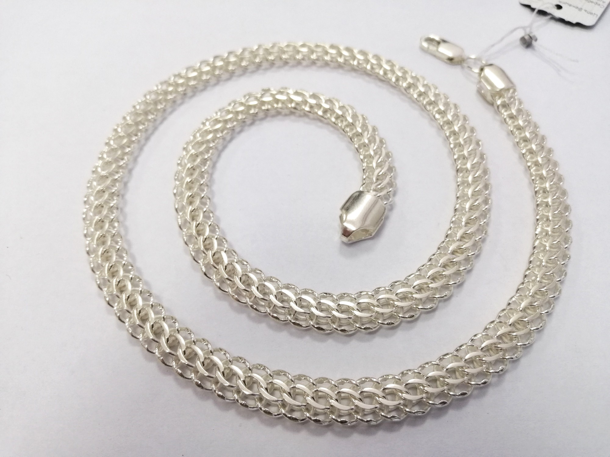 

Серебряная женская цепь Питон (Венеция) 60см /11мм белый