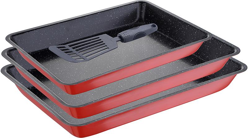 

Набор 3 противня Juicy Cherry из углеродистой стали с антипригарным покрытием Bergner DP37125